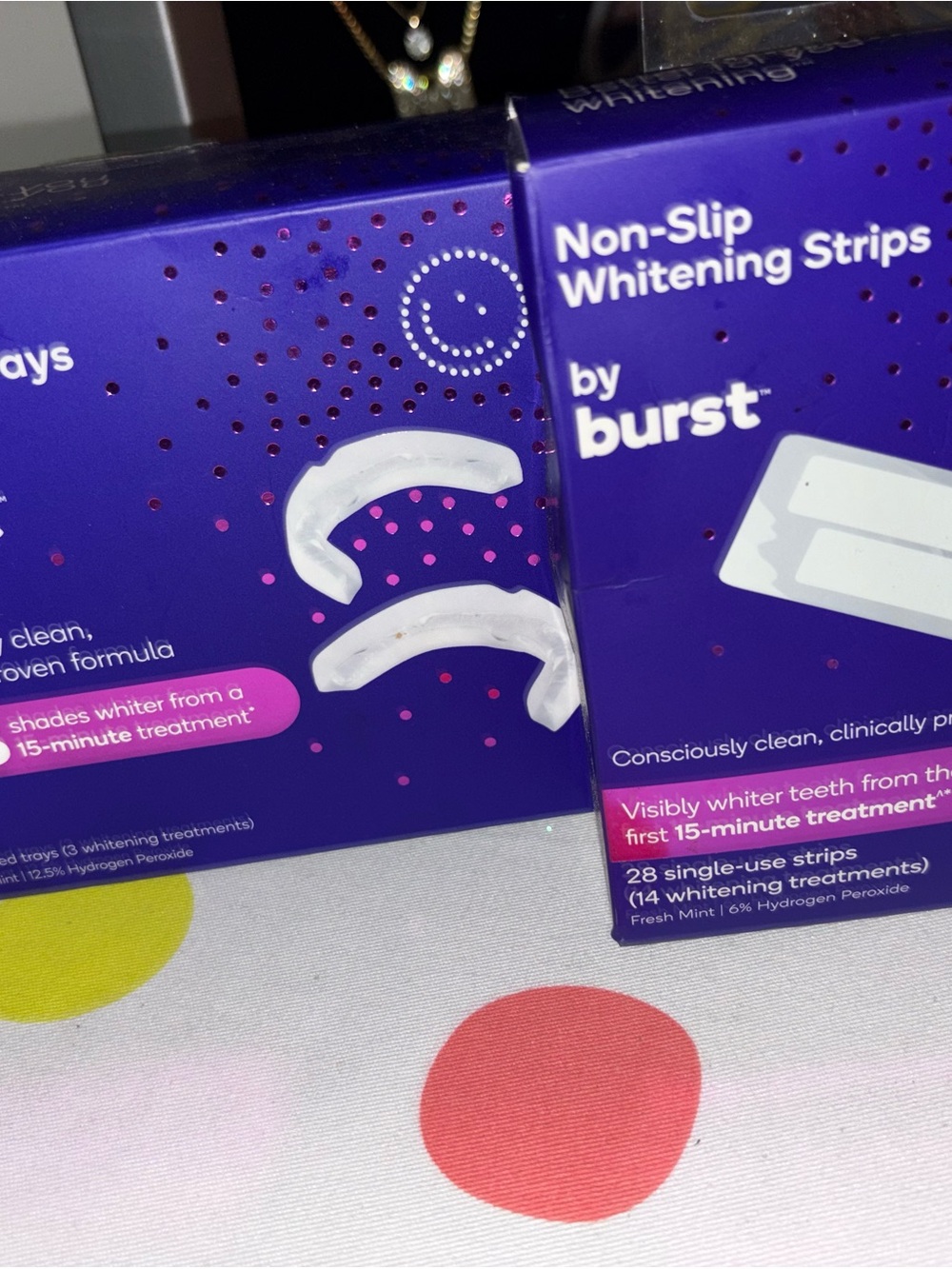 Burst Non-Slip Teeth Whitening Strips - Purple Box, White Strips